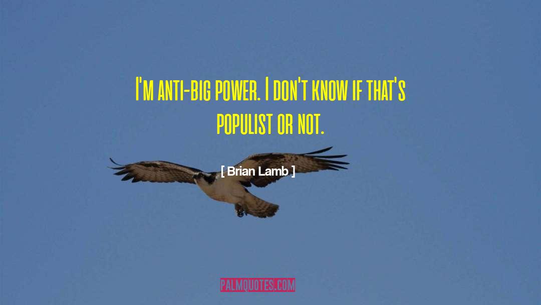 Brian Lamb Quotes: I'm anti-big power. I don't