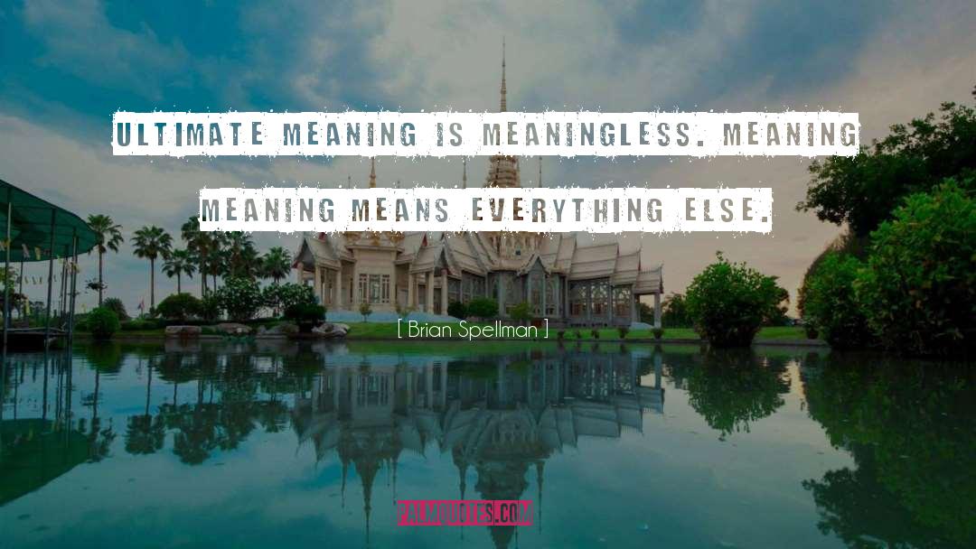 Brian Spellman Quotes: Ultimate meaning is meaningless. Meaning