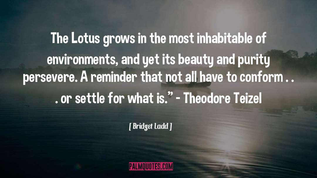 Bridget Ladd Quotes: The Lotus grows in the