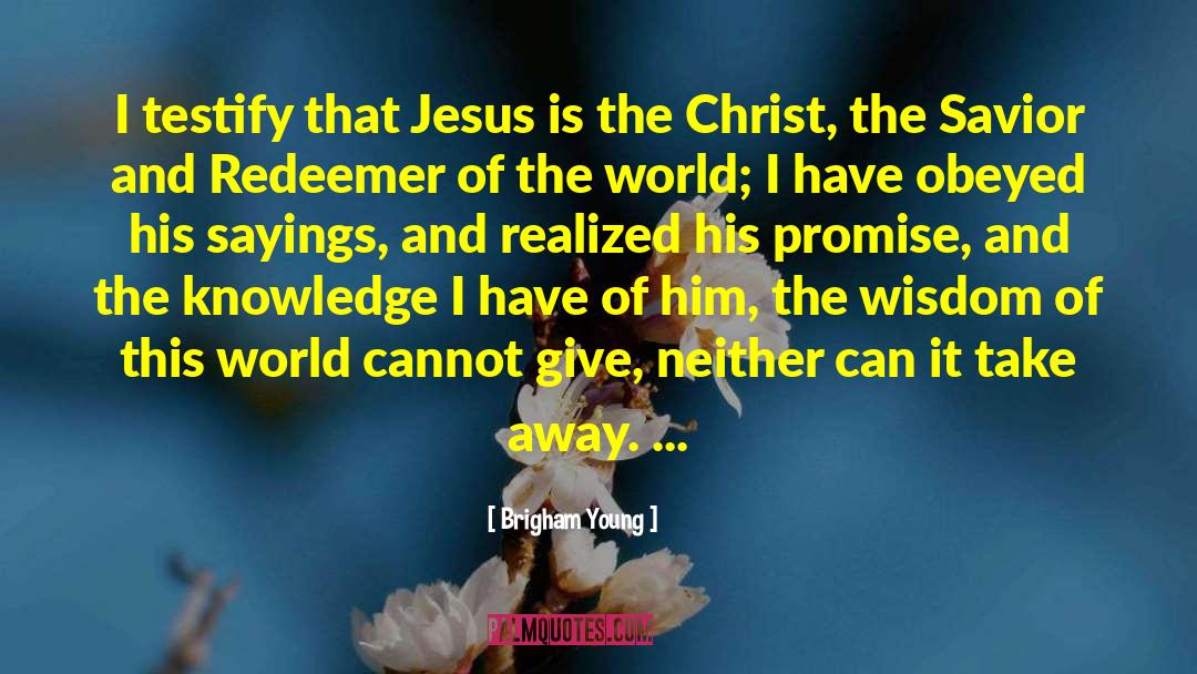 Brigham Young Quotes: I testify that Jesus is