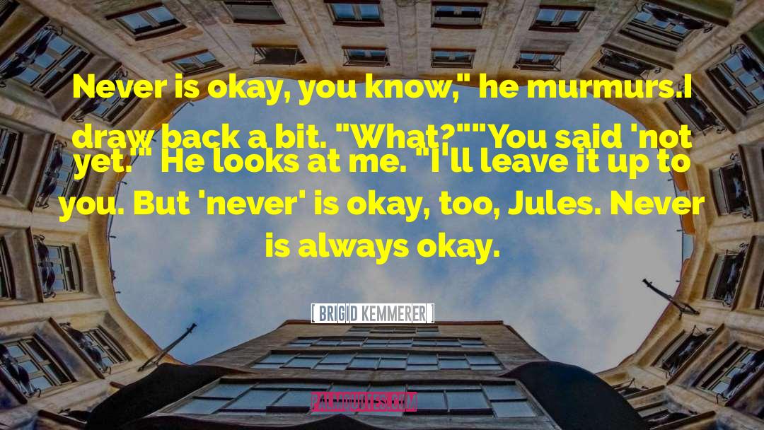 Brigid Kemmerer Quotes: Never is okay, you know,