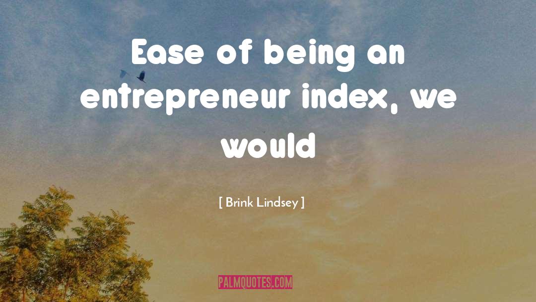 Brink Lindsey Quotes: Ease of being an entrepreneur