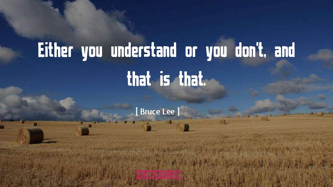 Bruce Lee Quotes: Either you understand or you