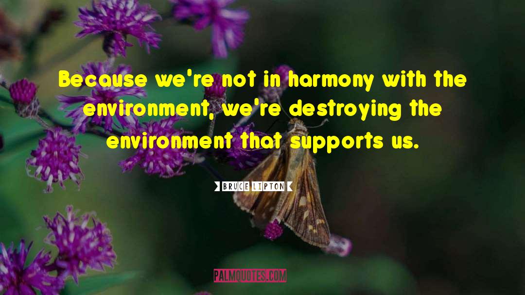 Bruce Lipton Quotes: Because we're not in harmony