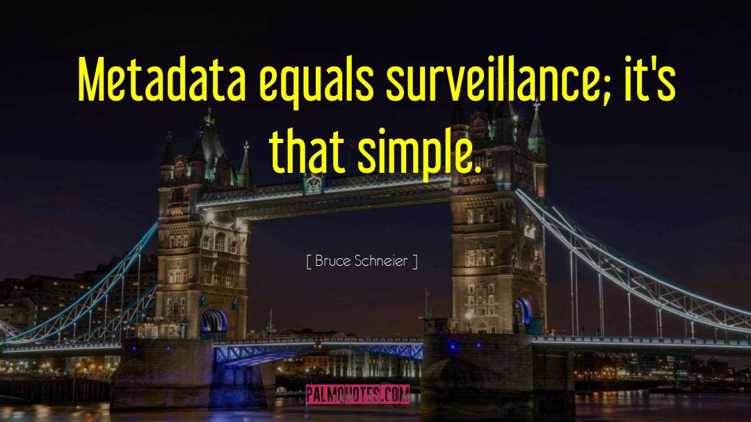 Bruce Schneier Quotes: Metadata equals surveillance; it's that
