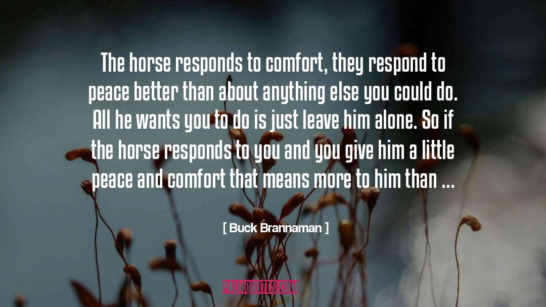 Buck Brannaman Quotes: The horse responds to comfort,