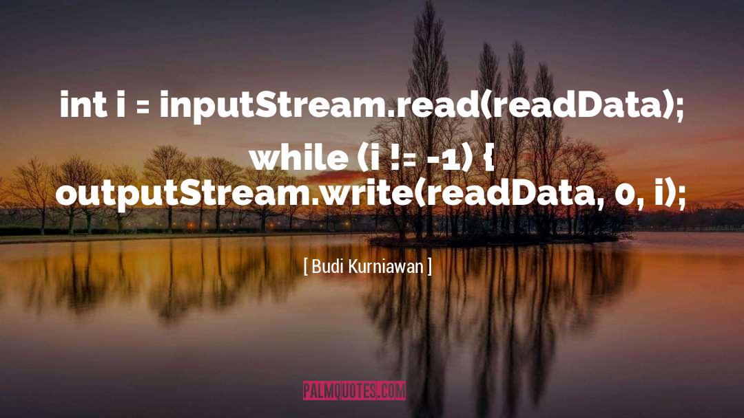 Budi Kurniawan Quotes: int i = inputStream.read(readData); while