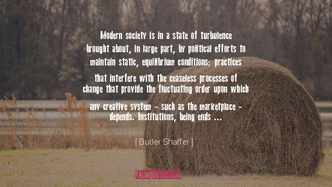 Butler Shaffer Quotes: Modern society is in a