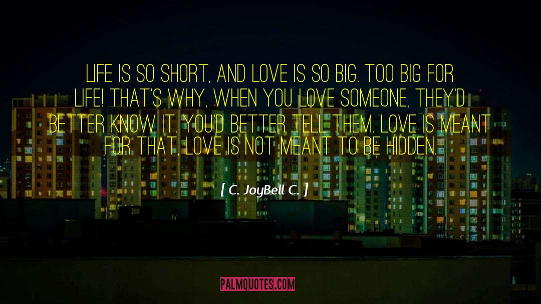 C. JoyBell C. Quotes: Life is so short, and