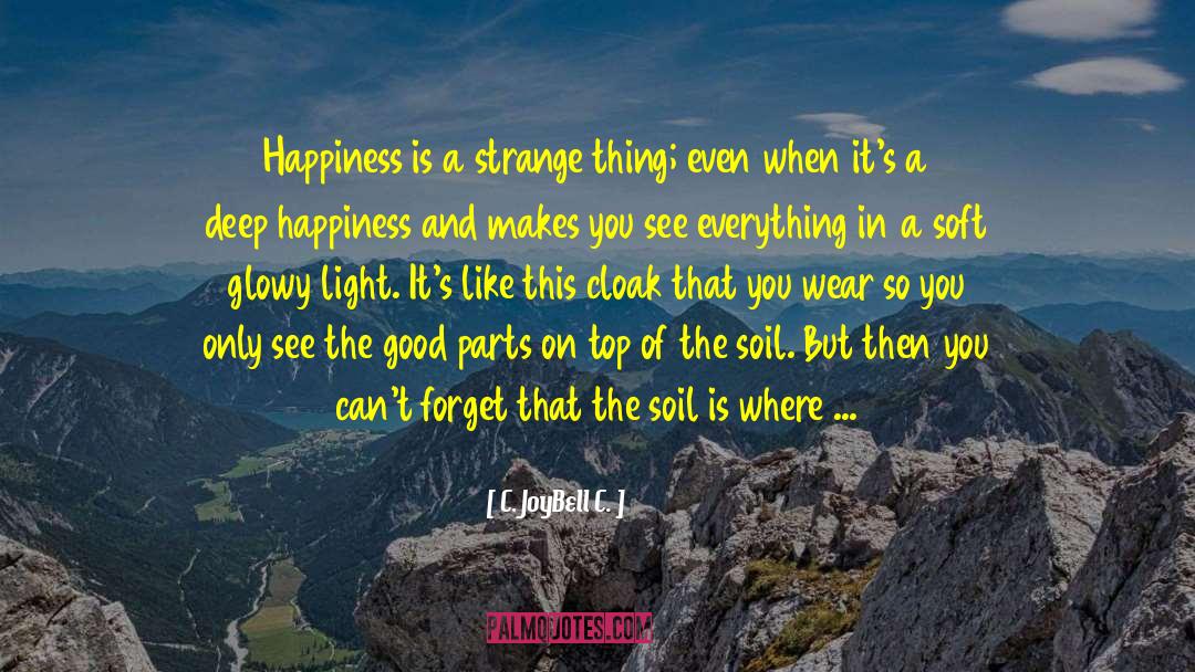 C. JoyBell C. Quotes: Happiness is a strange thing;