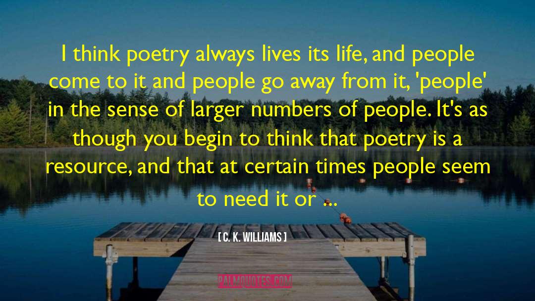 C. K. Williams Quotes: I think poetry always lives