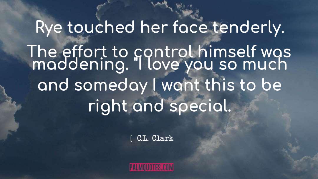 C.L. Clark Quotes: Rye touched her face tenderly.