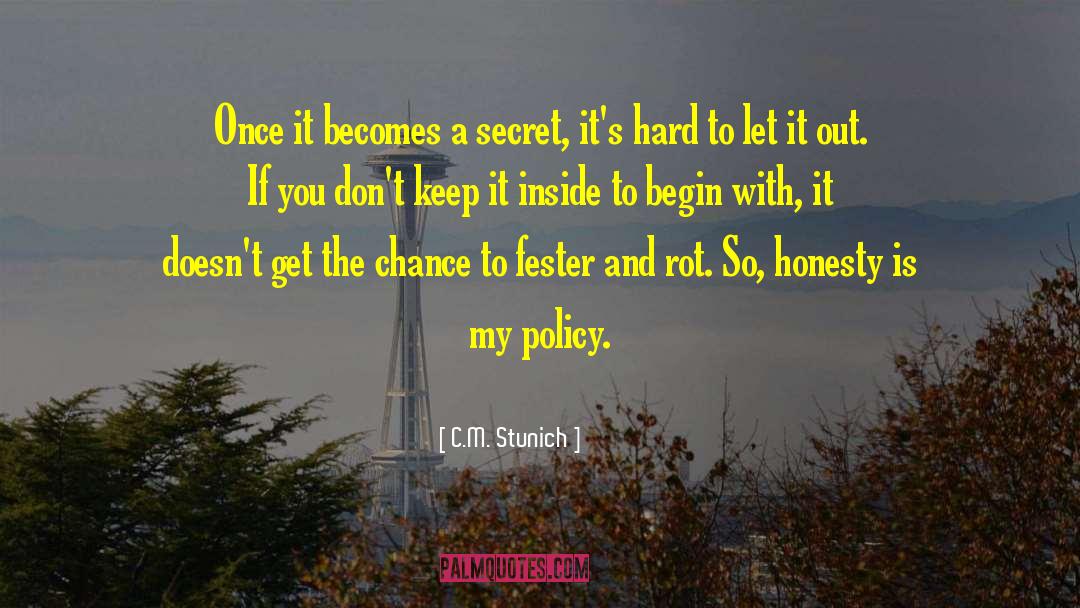 C.M. Stunich Quotes: Once it becomes a secret,