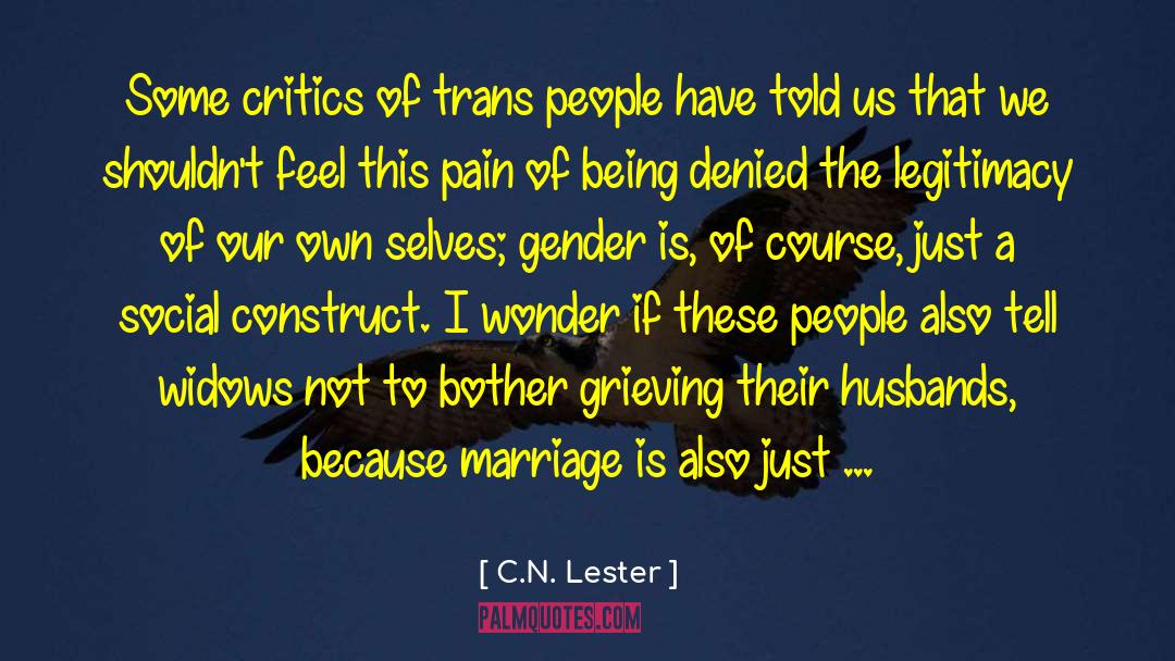 C.N. Lester Quotes: Some critics of trans people