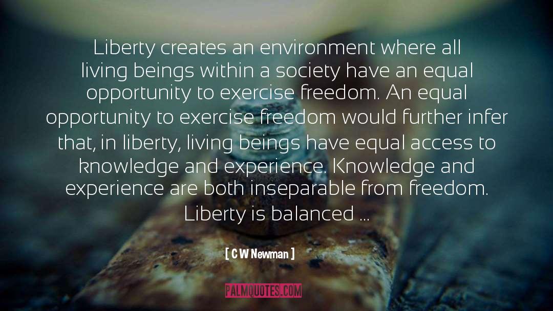C W Newman Quotes: Liberty creates an environment where