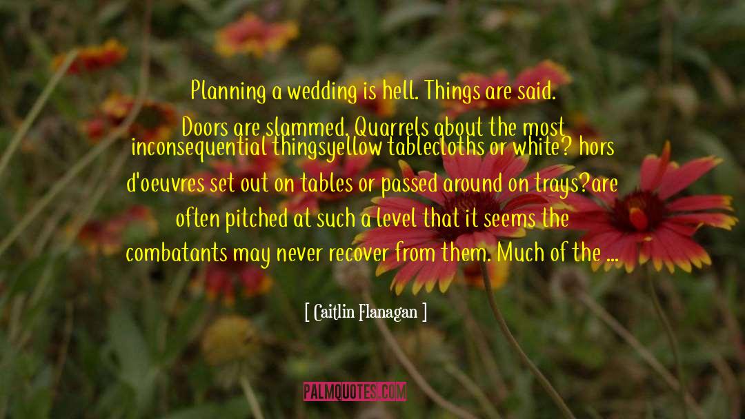 Caitlin Flanagan Quotes: Planning a wedding is hell.