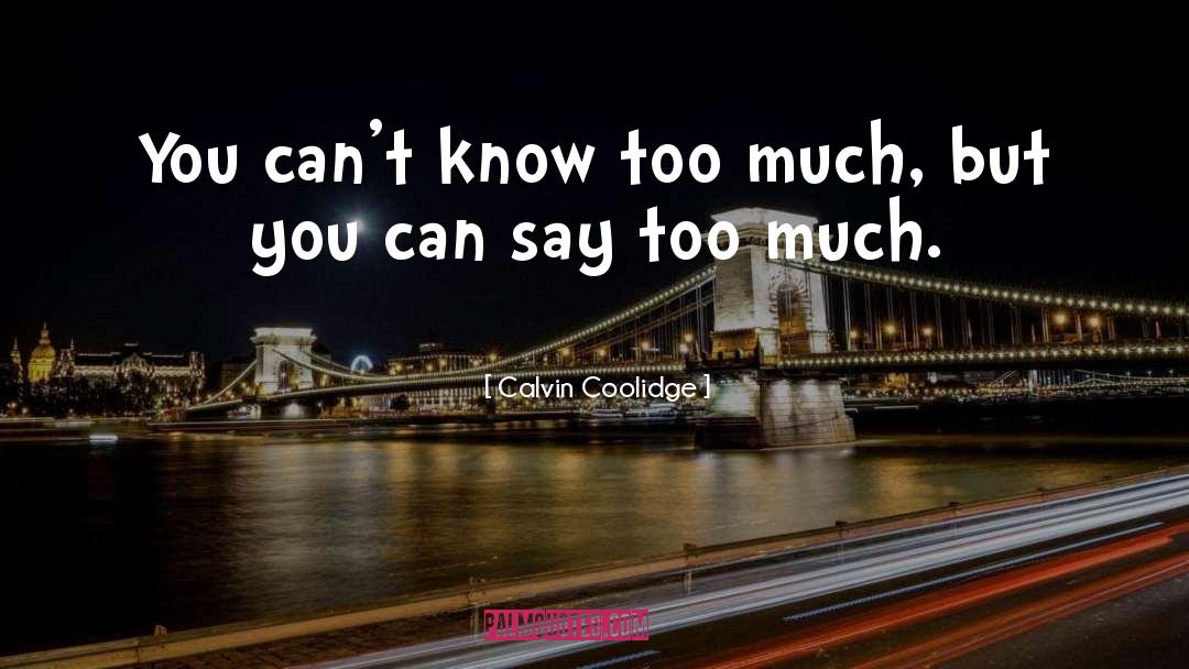 Calvin Coolidge Quotes: You can't know too much,