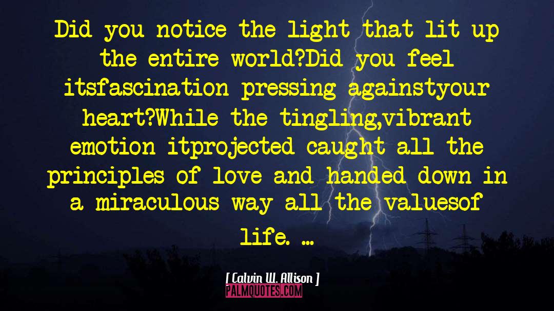 Calvin W. Allison Quotes: Did you notice <br>the light