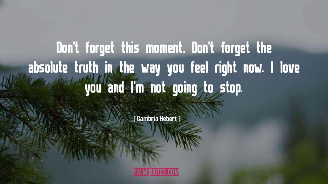 Cambria Hebert Quotes: Don't forget this moment. Don't