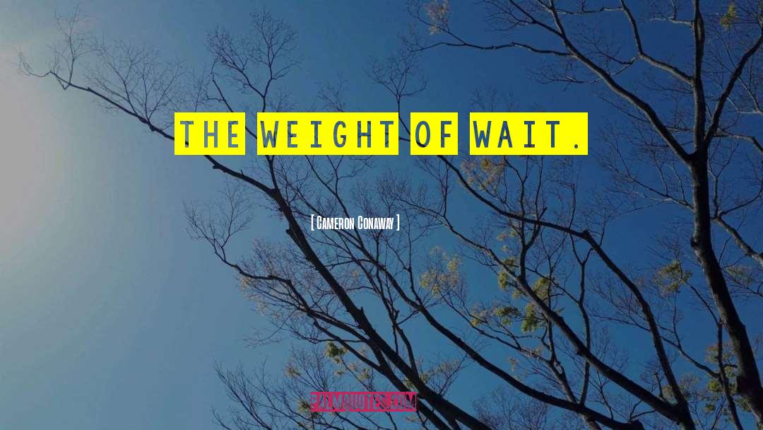 Cameron Conaway Quotes: The weight of wait.