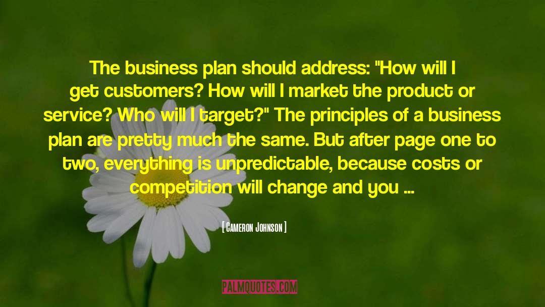 Cameron Johnson Quotes: The business plan should address: