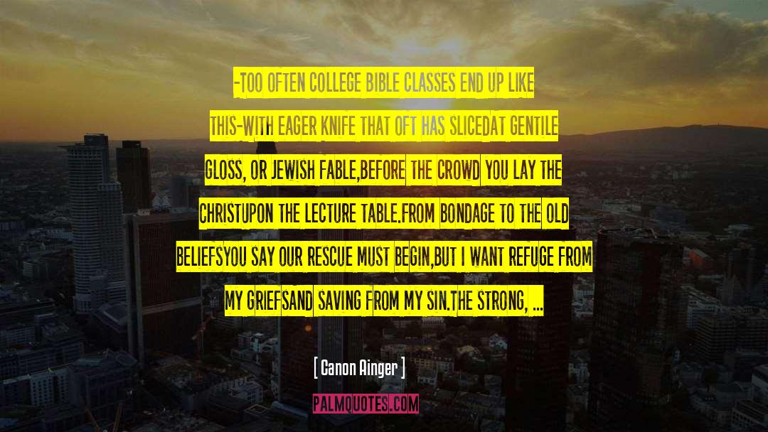 Canon Ainger Quotes: -Too often college Bible classes