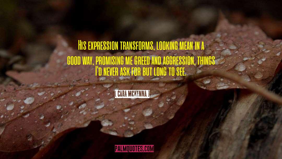 Cara McKenna Quotes: His expression transforms, looking mean