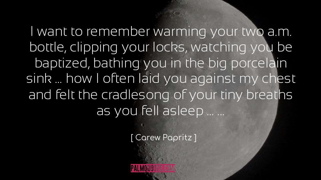 Carew Papritz Quotes: I want to remember warming