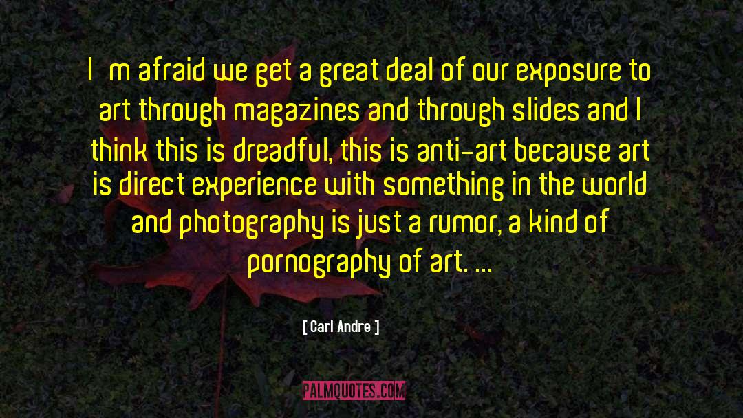 Carl Andre Quotes: I'm afraid we get a
