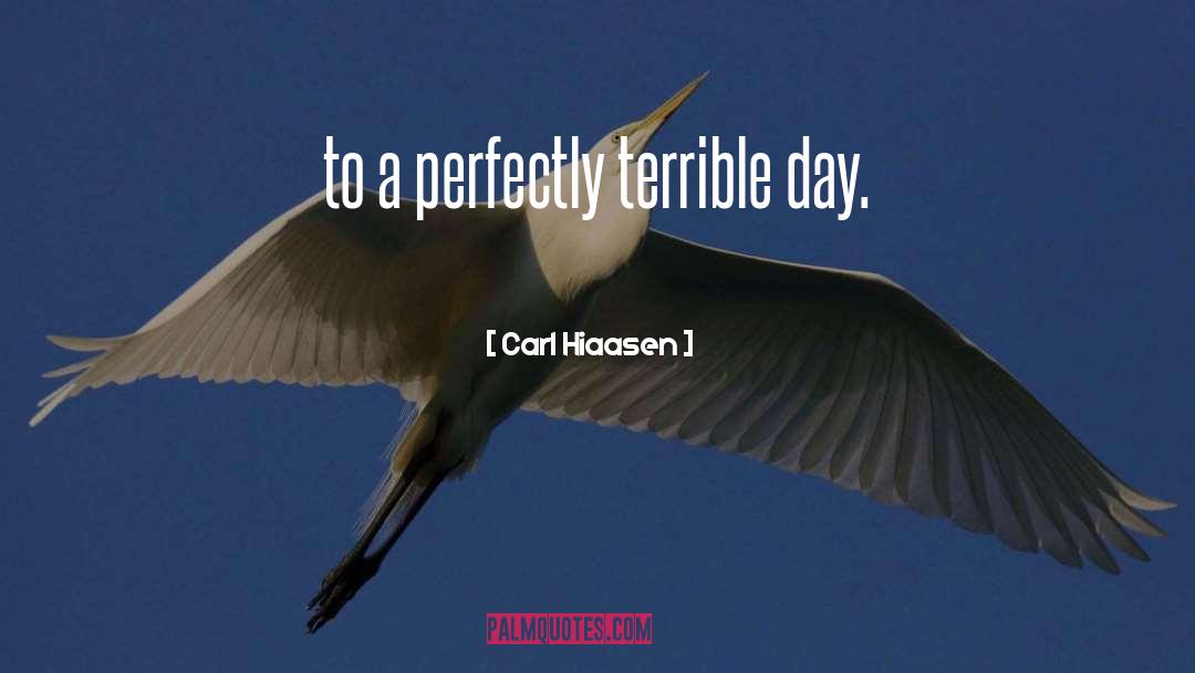 Carl Hiaasen Quotes: to a perfectly terrible day.