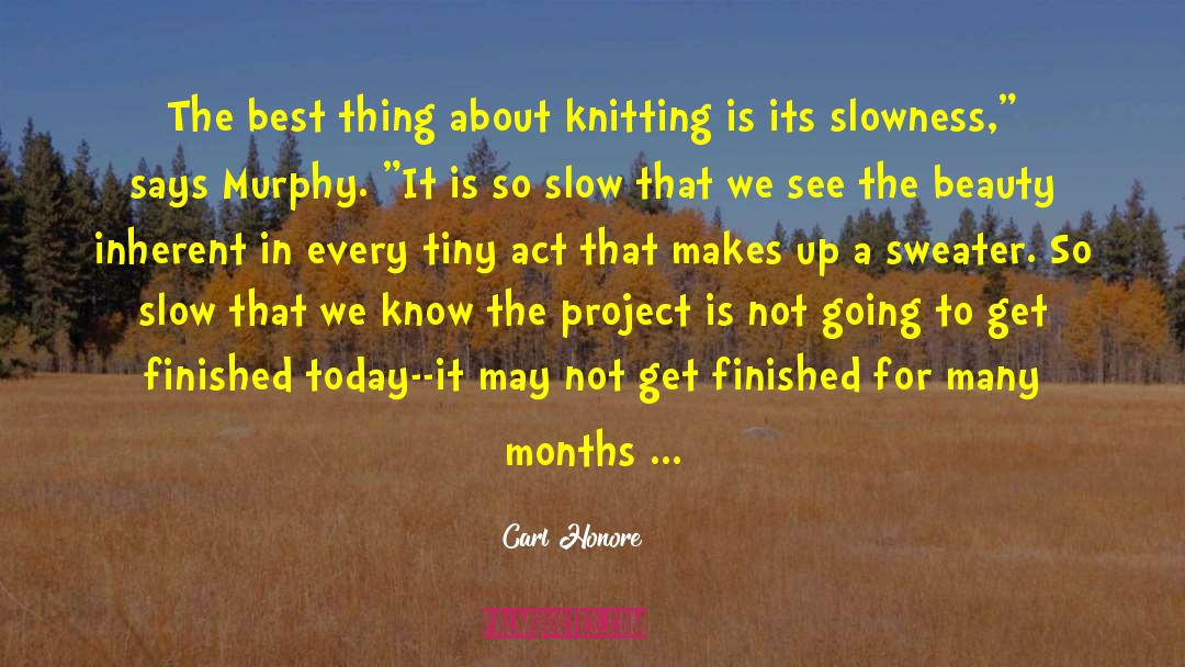 Carl Honore Quotes: The best thing about knitting