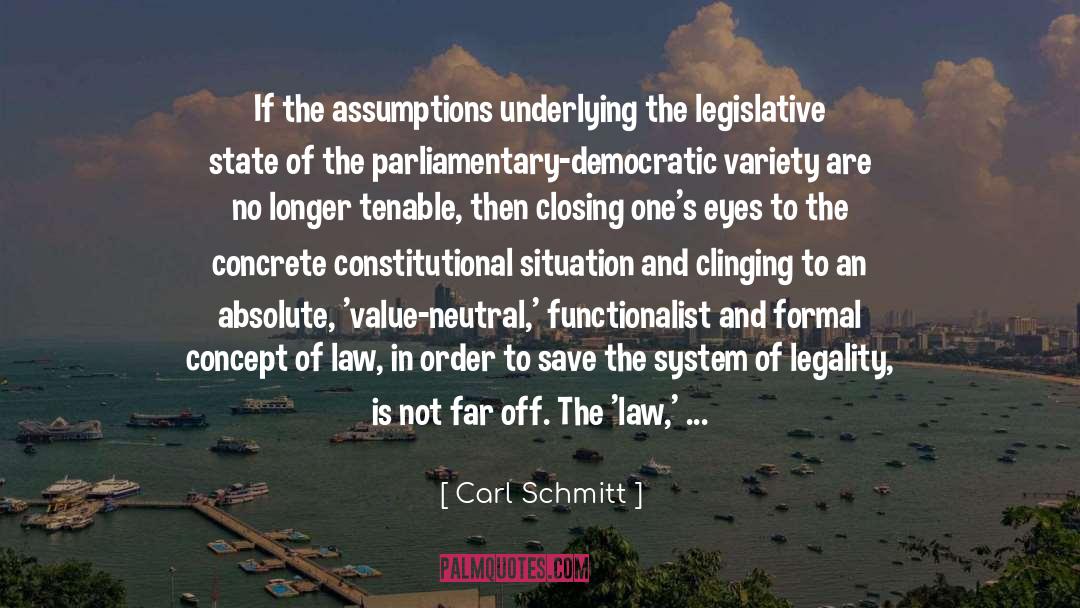 Carl Schmitt Quotes: If the assumptions underlying the