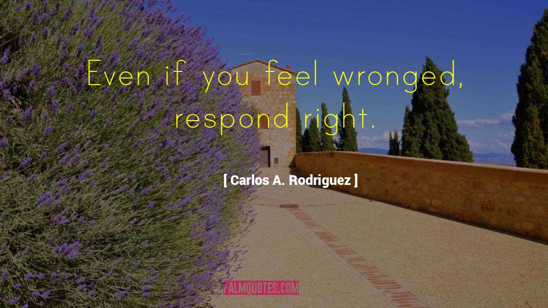 Carlos A. Rodriguez Quotes: Even if you feel wronged,