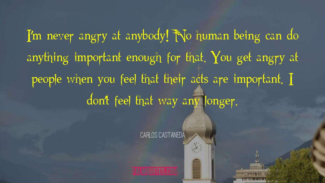 Carlos Castaneda Quotes: I'm never angry at anybody!