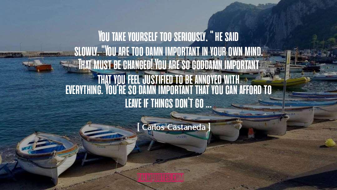 Carlos Castaneda Quotes: You take yourself too seriously,