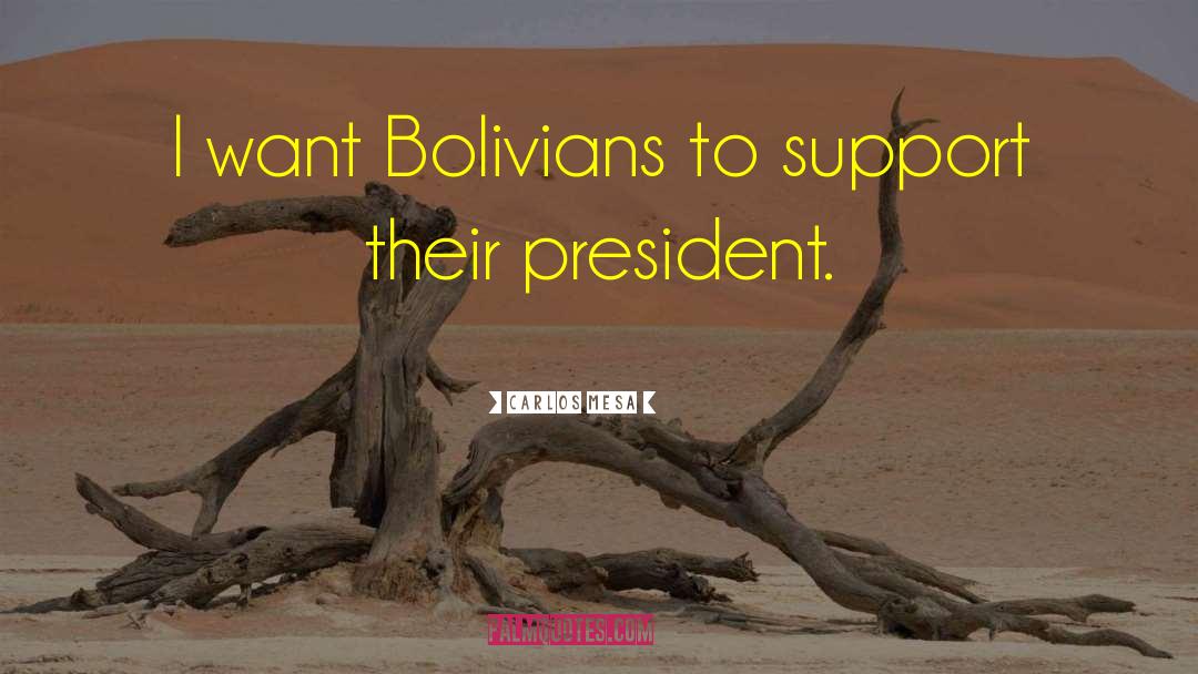 Carlos Mesa Quotes: I want Bolivians to support