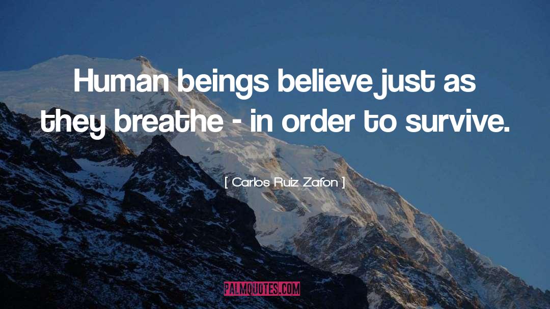 Carlos Ruiz Zafon Quotes: Human beings believe just as