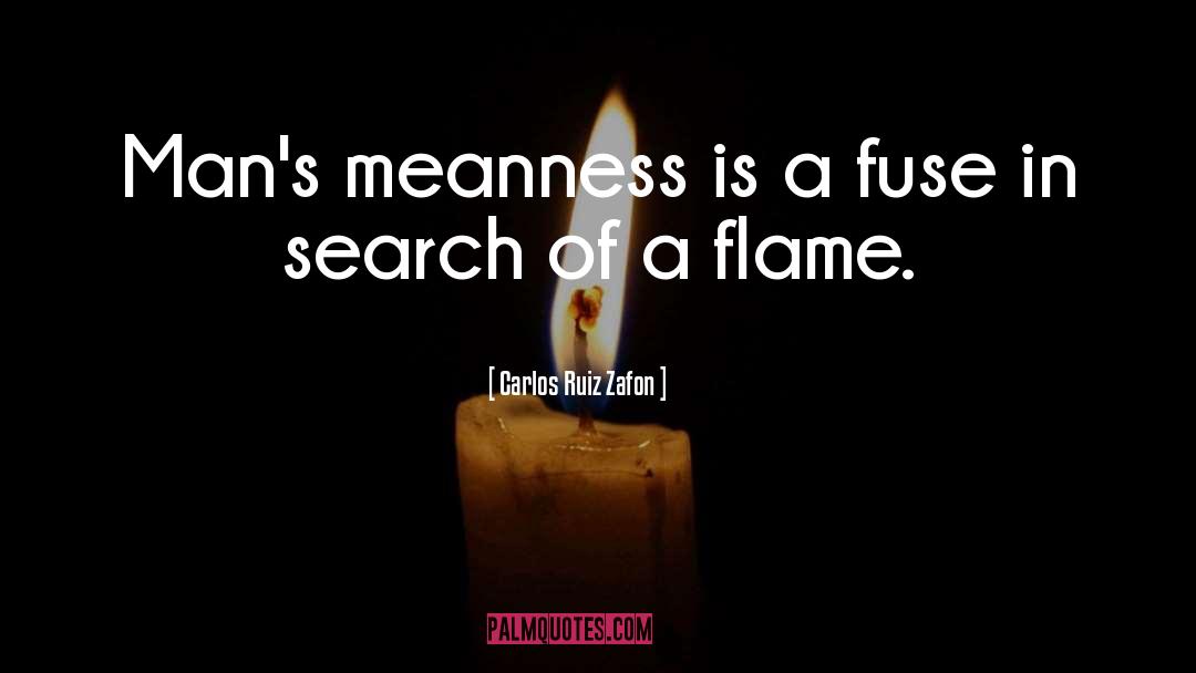 Carlos Ruiz Zafon Quotes: Man's meanness is a fuse