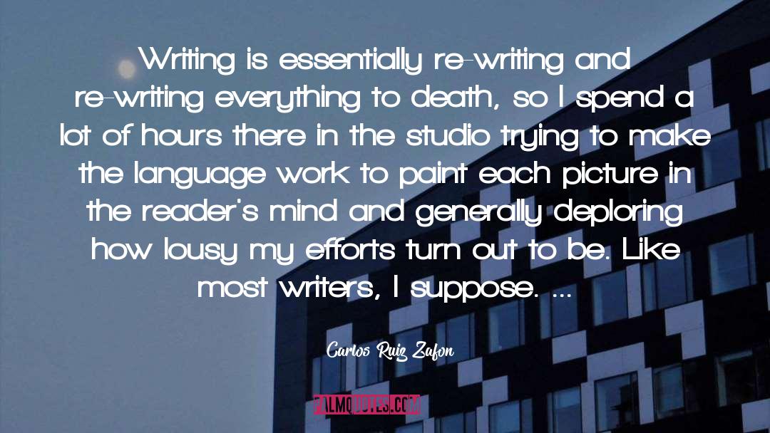 Carlos Ruiz Zafon Quotes: Writing is essentially re-writing and