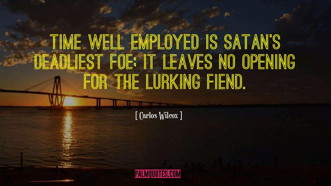 Carlos Wilcox Quotes: Time well employed is Satan's