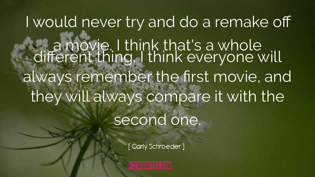 Carly Schroeder Quotes: I would never try and
