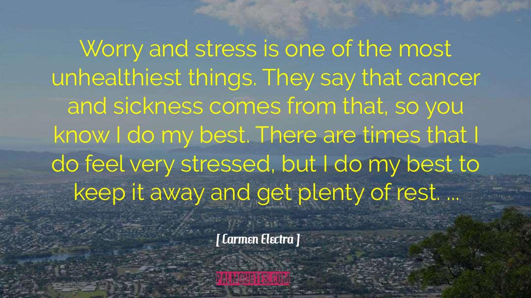 Carmen Electra Quotes: Worry and stress is one