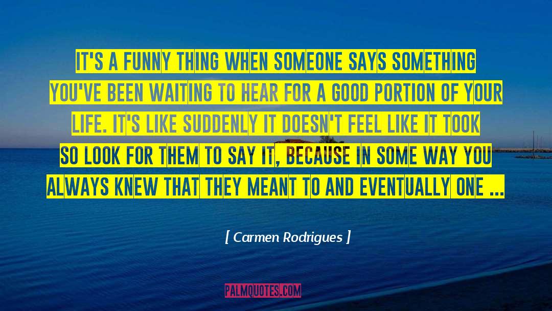 Carmen Rodrigues Quotes: It's a funny thing when