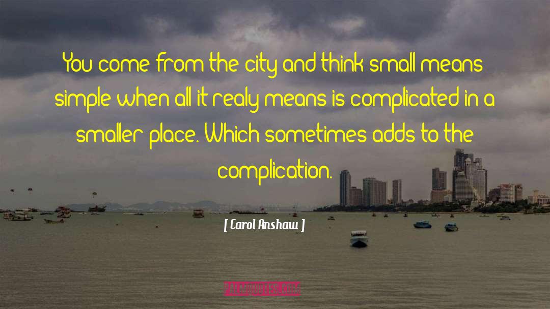 Carol Anshaw Quotes: You come from the city