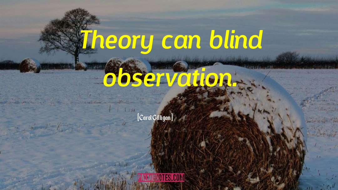 Carol Gilligan Quotes: Theory can blind observation.