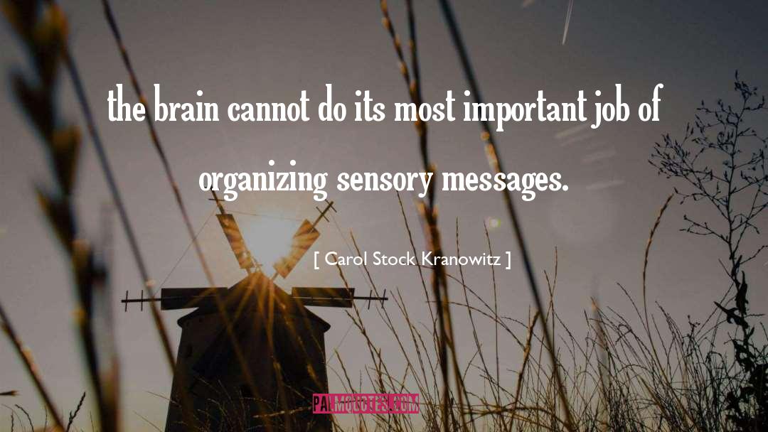 Carol Stock Kranowitz Quotes: the brain cannot do its