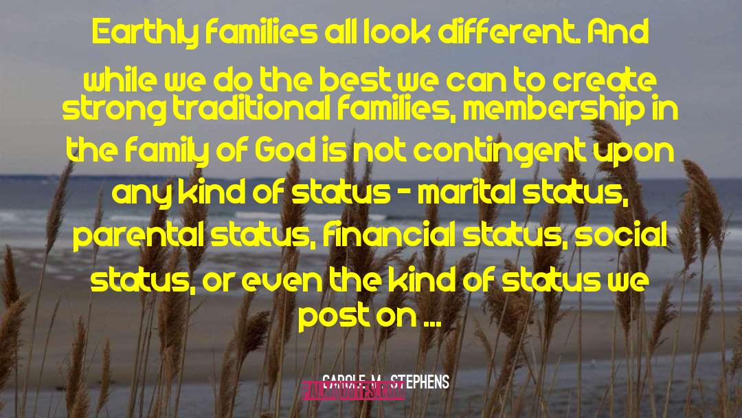 Carole M. Stephens Quotes: Earthly families all look different.