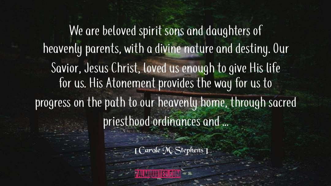 Carole M. Stephens Quotes: We are beloved spirit sons