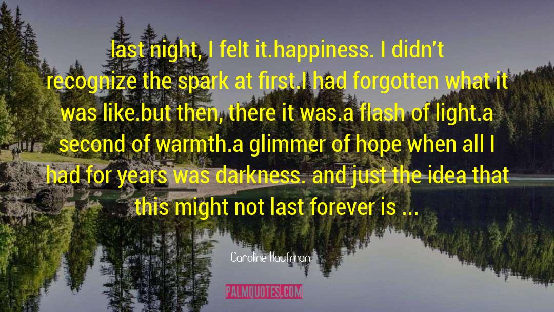 Caroline Kaufman Quotes: last night, I felt it.<br