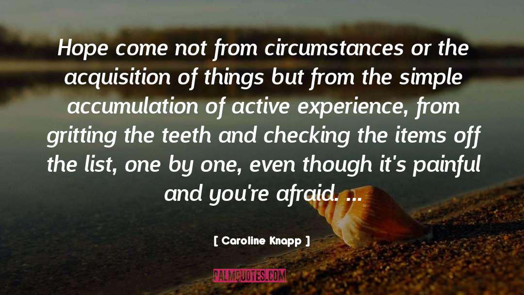 Caroline Knapp Quotes: Hope come not from circumstances